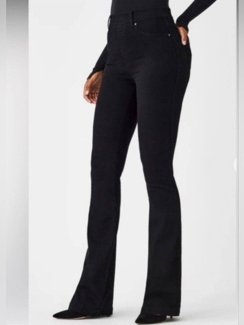 SPANX Black Hi Rise Flare Jeans 5 Pocket. Size 1X/1T. Scandi Girl.
